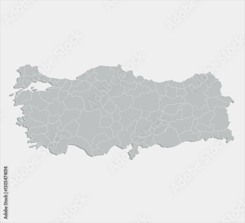 blank grey map of turkey divided into provinces