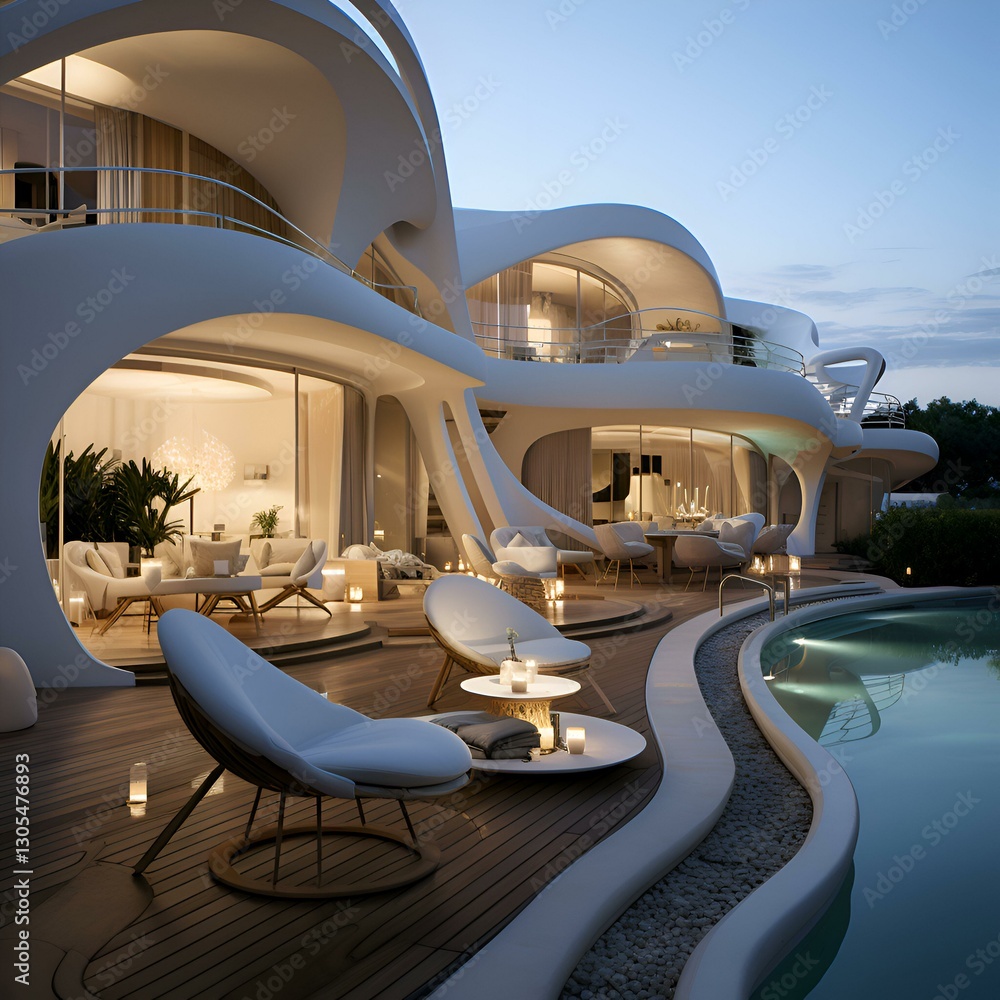 Fototapeta premium Luxury Modern Villa with Stunning Architectural Design