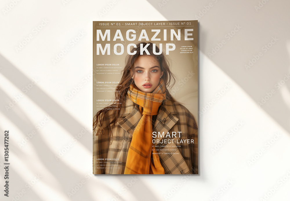 Magazine Cover With Editable Soft Shadows Mockup Stock Template | Adobe ...