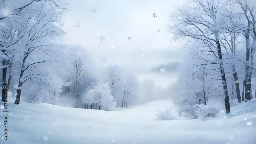 Obraz premium As snow covers the surroundings in a serene and enchanted display of white, the winter season envelops nature with its serene and otherworldly air.