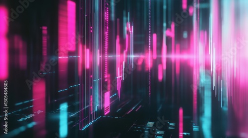 Abstract digital data stream  futuristic tech  vibrant color. Possible use Background for tech or gaming