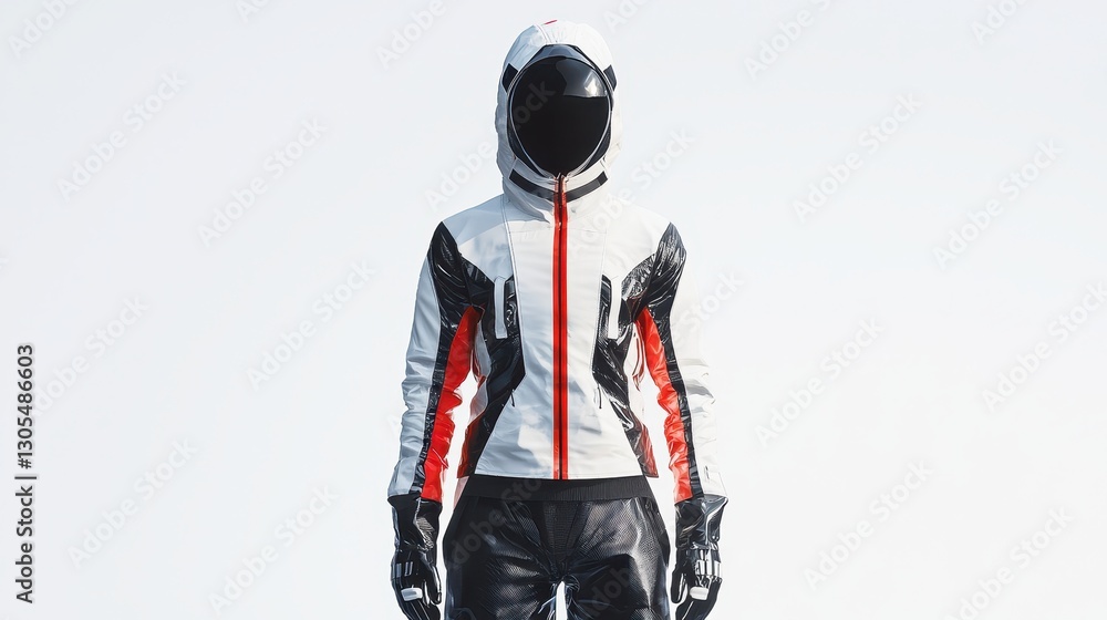 Modern Sports Jacket with Futuristic Design and Black Accents Modern Sports Jacket with Futuristic Design and Black Accents