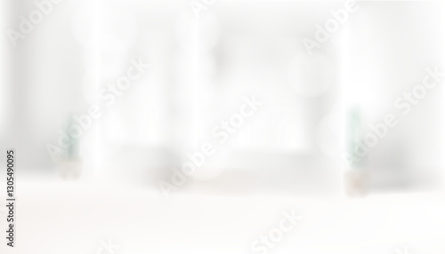 White blur background inside a building or hospital hall. Defocused pattern with bokeh lights. Abstract pattern backdrop. Creates a clean and airy feel. Art & Illustration