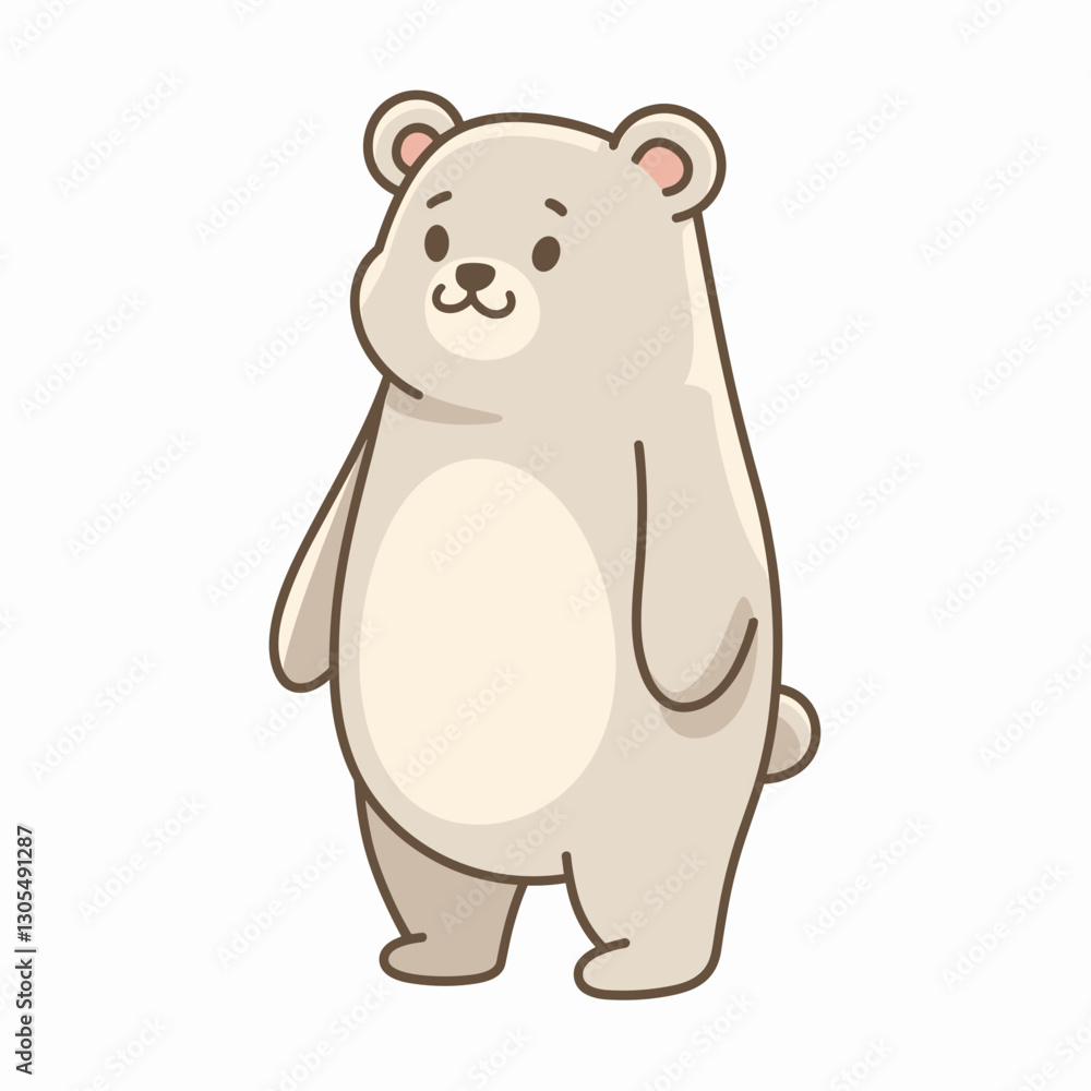 Cute Minimalist Cartoon Bear Standing Cute Minimalist Cartoon Bear Standing