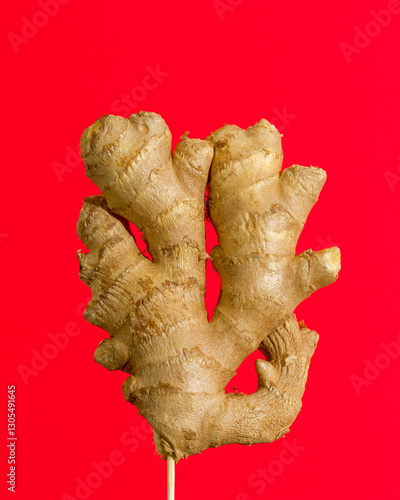 Ginger on red background