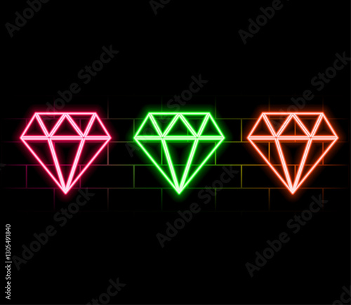 Diamond neon icon. Simple thin line, outline vector of casino icons for ui and ux, website or mobile application..2