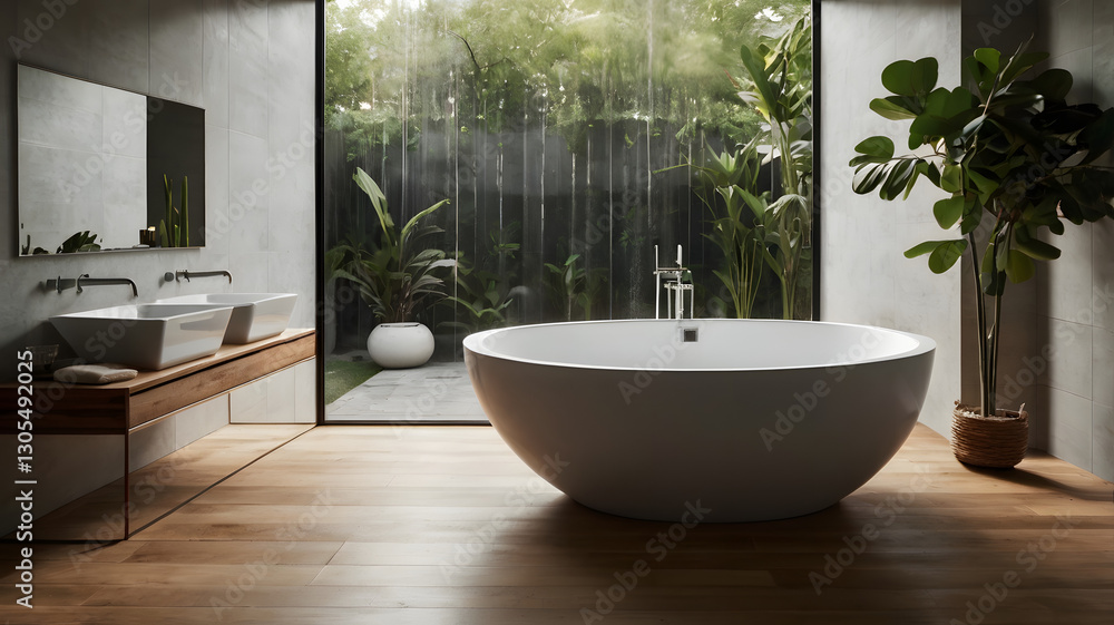 Fototapeta premium Elegant Spa Bathroom with Soft Lighting
