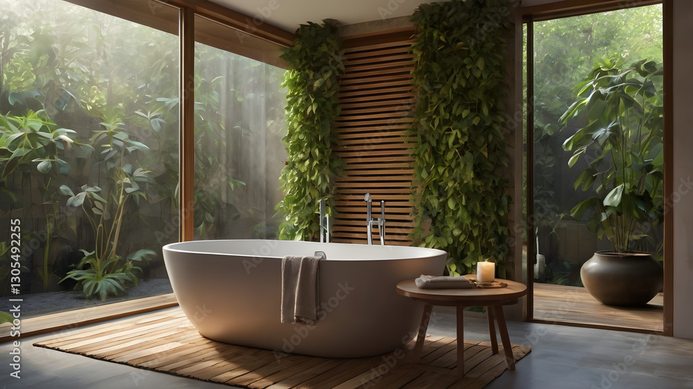 Elegant Spa Bathroom with Soft Lighting Elegant Spa Bathroom with Soft Lighting