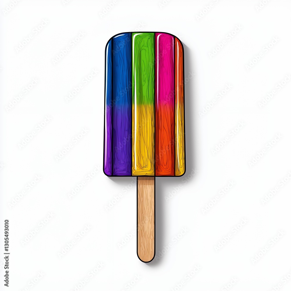Vibrant Rainbow Popsicle Digital Illustration Vibrant Rainbow Popsicle Digital Illustration