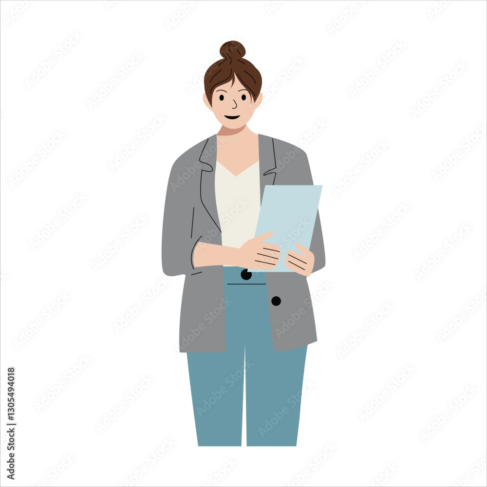 PrintSmiling woman businesswoman standing with tablet in hands.Business advisor or manager in formal clothes. Flat vector illustration of modern office worker isolated on white background PrintSmiling woman businesswoman standing with tablet in hands.Business advisor or manager in formal clothes. Flat vector illustration of modern office worker isolated on white background