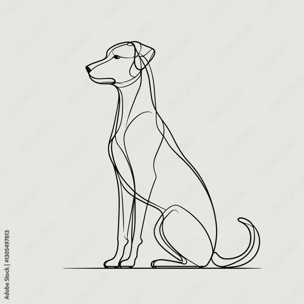 Obraz premium Minimalist One-Line Dog Illustration, Elegant Outline Drawing, Modern Art