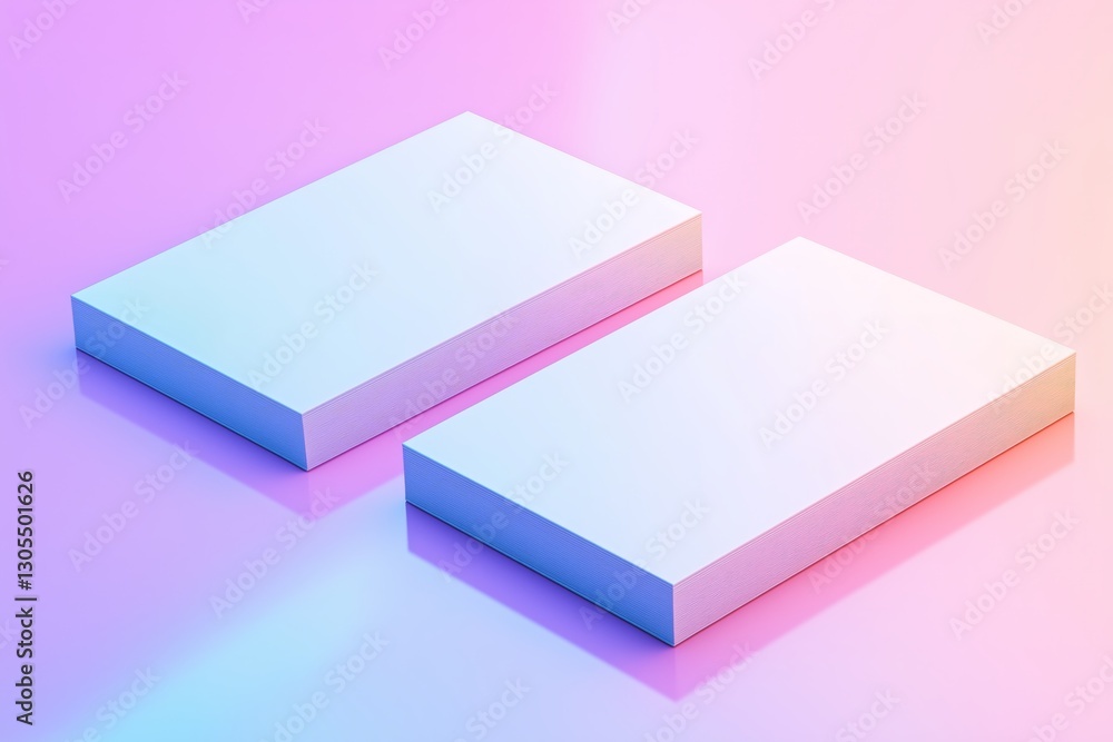 Minimalist display of blank business cards on a reflective gradient background with dramatic lighting creating a sleek, modern atmosphere for design mockups Minimalist display of blank business cards on a reflective gradient background with dramatic lighting creating a sleek, modern atmosphere for design mockups