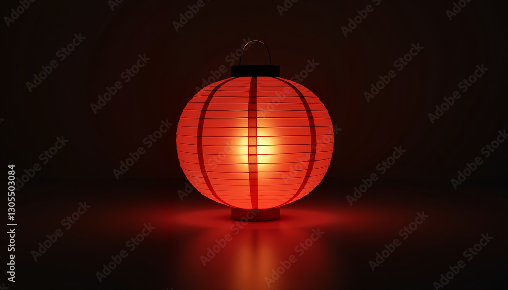 Obraz premium Glowing red lantern illuminating darkness, Lunar New Year celebration