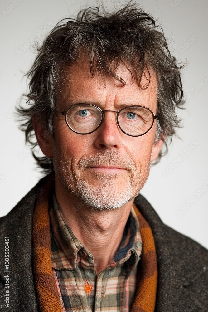 A man with glasses and a plaid shirt is looking at the camera A man with glasses and a plaid shirt is looking at the camera