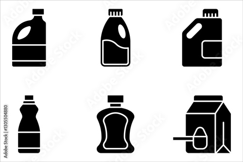 Bleach bottle icons set. Outline set of bleach bottle vector icons, vector illustration on white background
