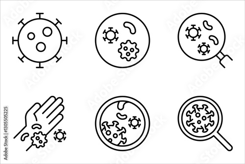 Simple Set of Bacteria Related Vector Line Icons. Contains such Icons as Virus, vector illustration on white background