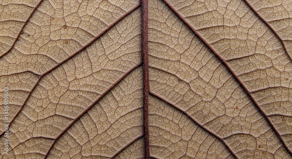 Obraz premium Close-up Leaf Texture Showing Veins Pattern for Botanical Study and Design