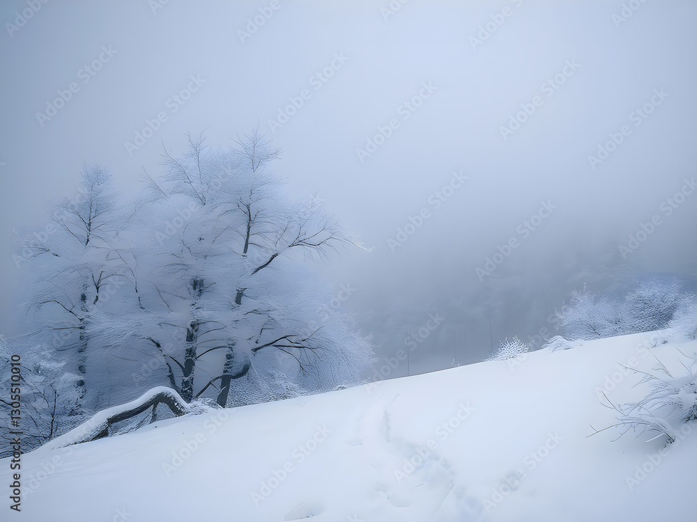 Winter Wonderland Foggy Forest Path Winter Wonderland Foggy Forest Path