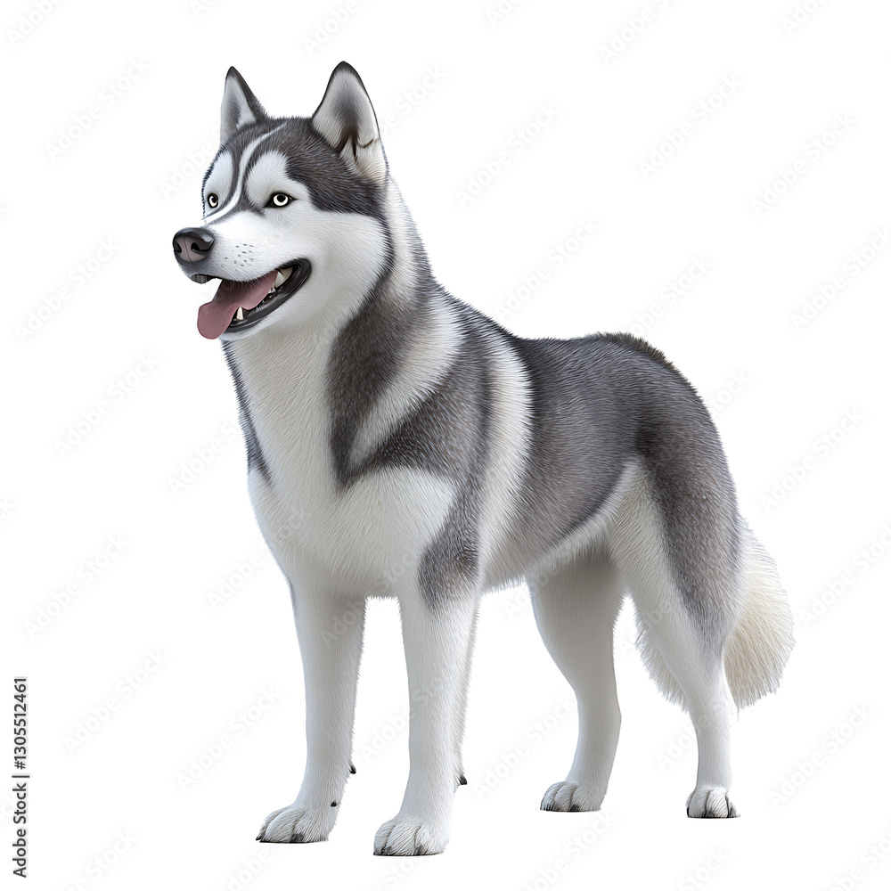 siberian husky 3D render siberian husky 3D render