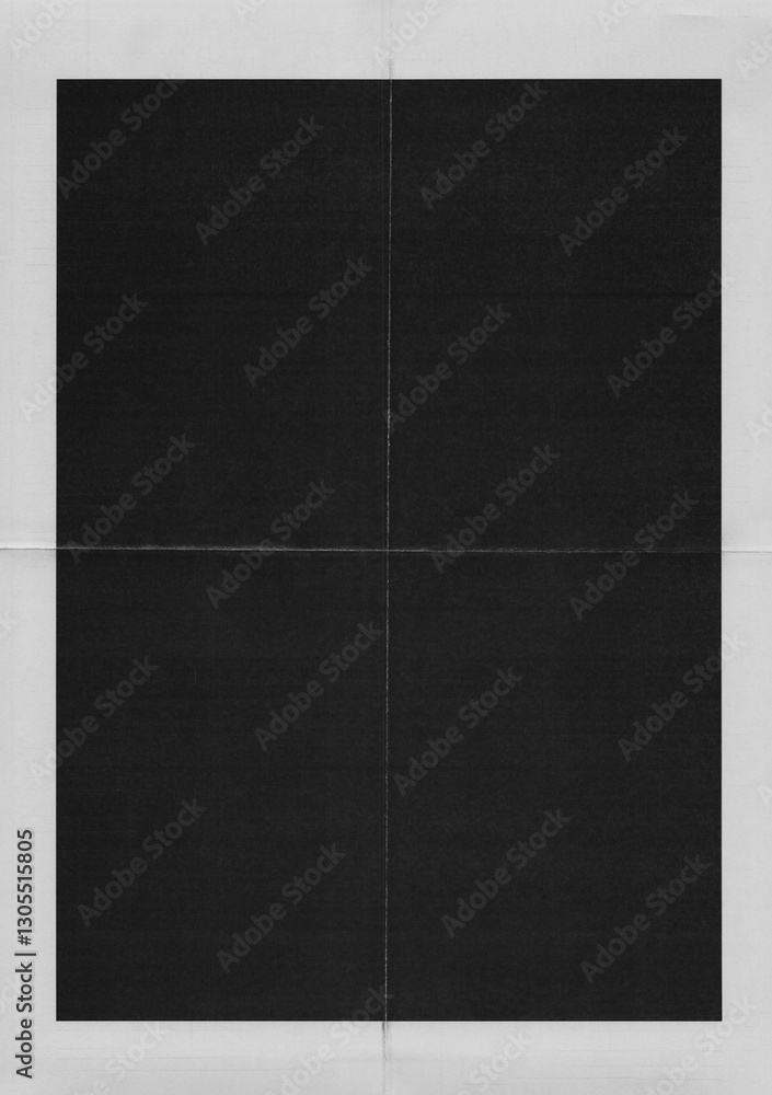 Fototapeta premium ink jet printer print of black toner with folding marks, cool paper overlay.