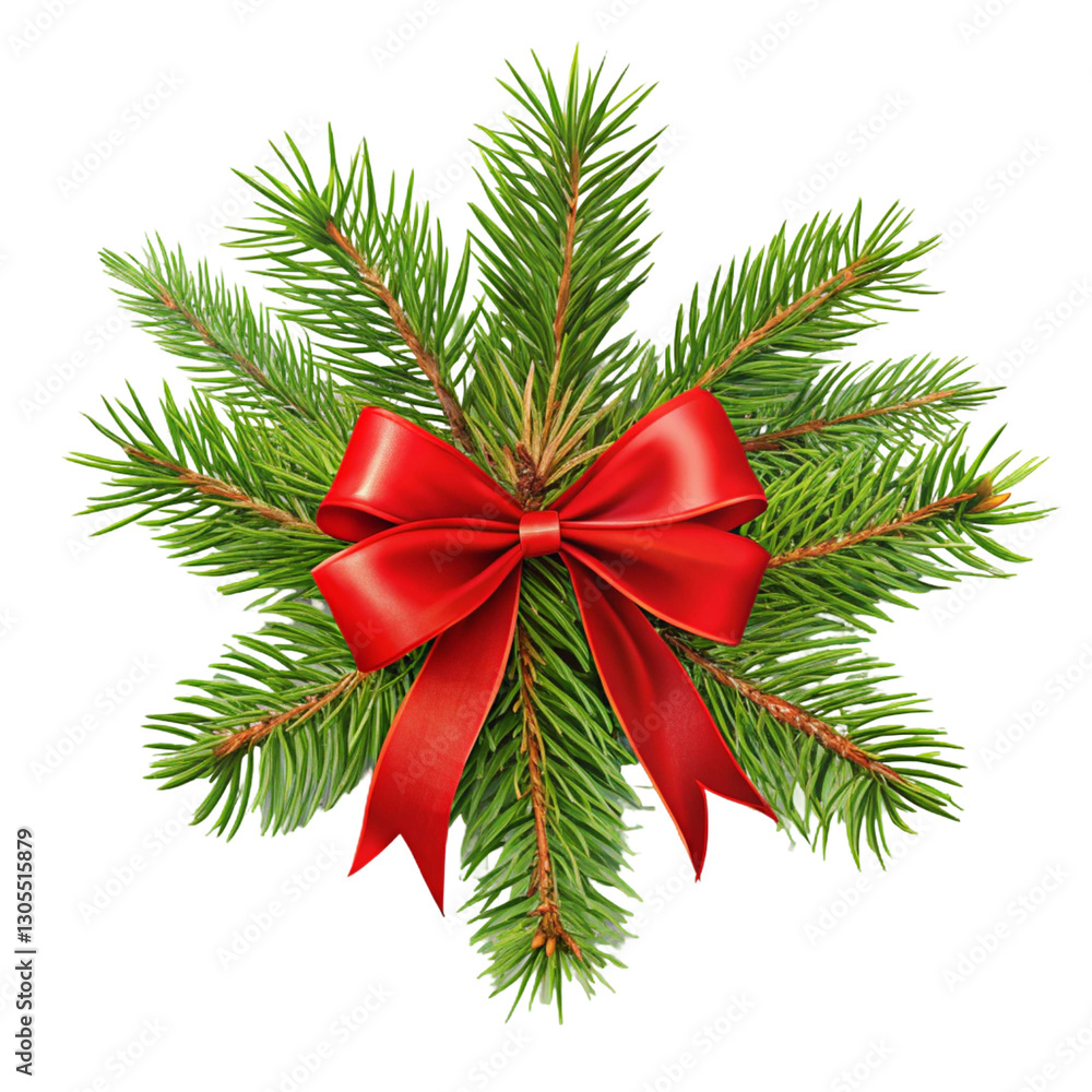 christmas tree branch with red bow christmas tree branch with red bow