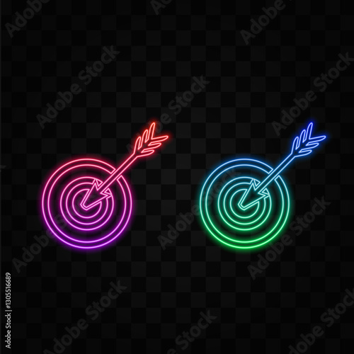 target icon vector design illustration. neon style.