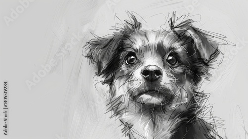 Wallpaper Mural A playful small dog is depicted in a quick sketch, capturing its curious expression and lively spirit, emphasizing the charm and personality of canines. Torontodigital.ca