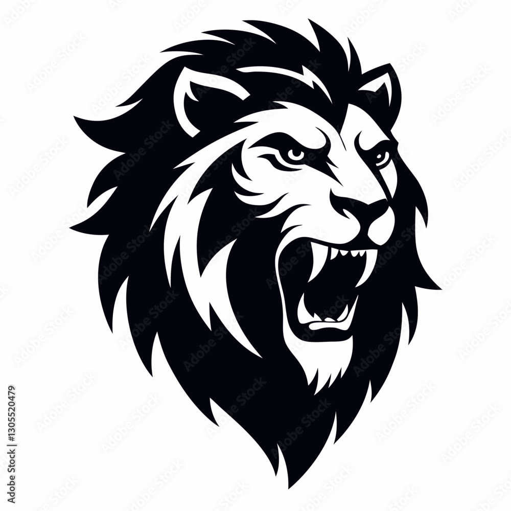 Fototapeta premium A fierce roaring lion head tattoo-style engraving sketch, created with generative AI. Perfect for tattoos, logos, and bold designs. High-quality vector illustration