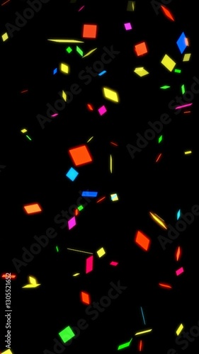 Vertical Confetti animation on a transparent background. Alpha channel.	