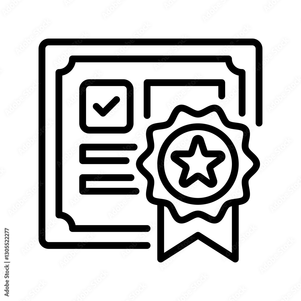 Certificate line icon. Universal creative premium symbol. Vector sign icon logo template. Vector illustration Certificate line icon. Universal creative premium symbol. Vector sign icon logo template. Vector illustration