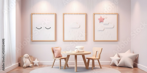 Minimalist Scandinavian Children's Room with Soft Pastel Decor