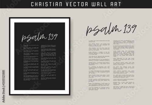 Search me o God and know my heart psalm 139. Christian scripture motivation poster and inspirational wall art. Bible verse. Christian quote for inspiration. Vector illustration