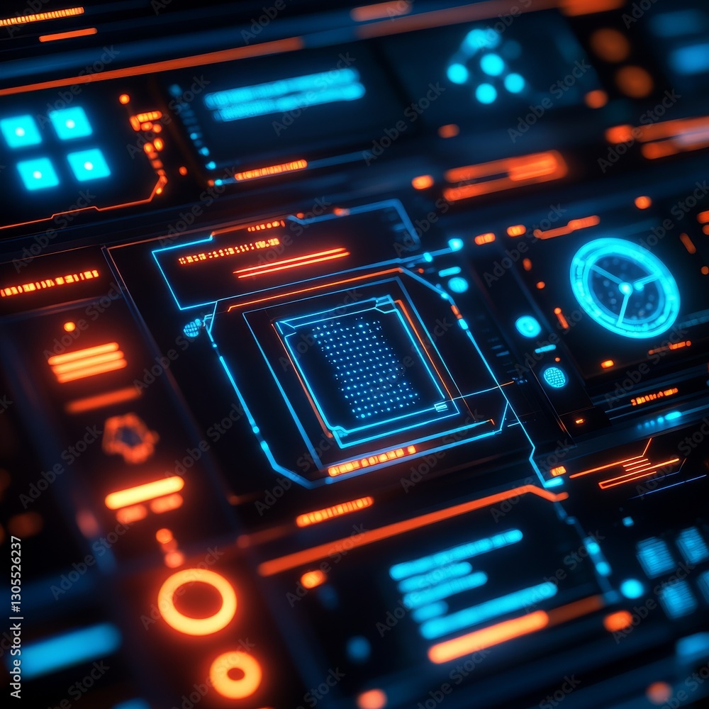 Fototapeta premium Futuristic interface with neon elements.