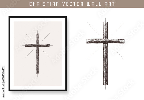 Christian cross motivation poster and inspirational wall art. Bible verse. Christian quote for inspiration. Vector illustration