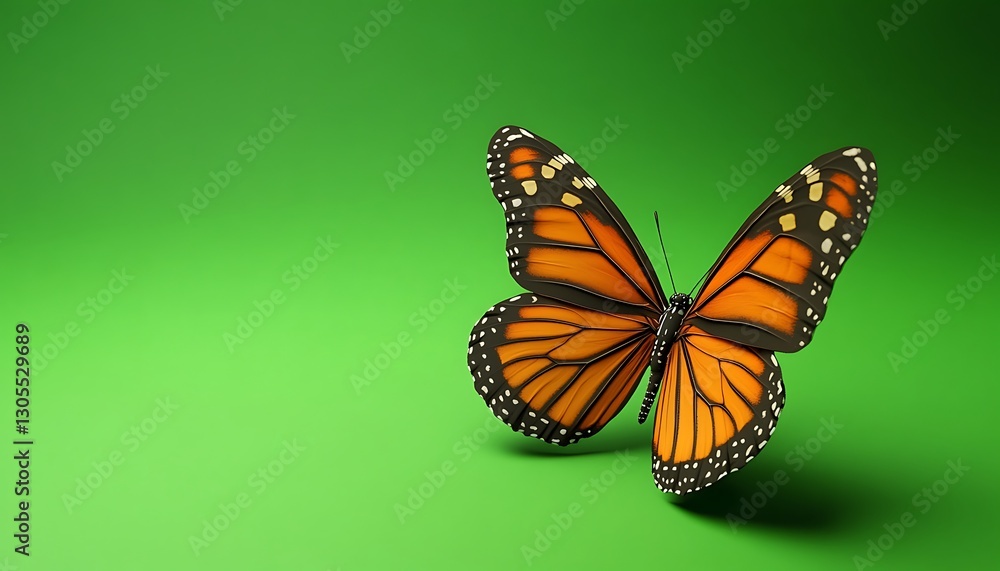 Obraz premium Monarch butterfly on green background