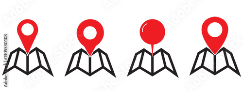Location pin icon. Map pin place marker. Location icon. Map marker pointer icon set. GPS location symbol collection. Flat style - stock vector.