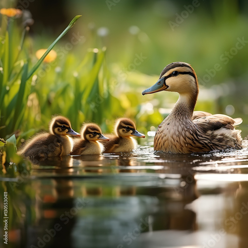 mother duck and ducklings