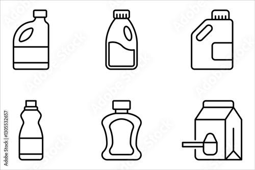 Bleach bottle icons set. Outline set of bleach bottle vector icons, vector illustration on white background