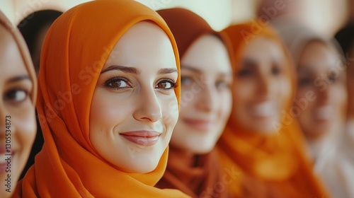 Smiling Women in Hijabs, Close-up photo