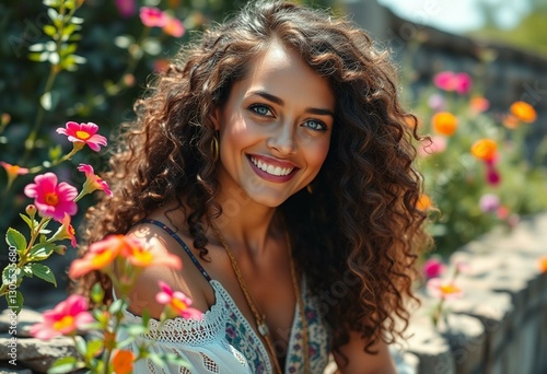Vibrant bohemian free spirit portrait