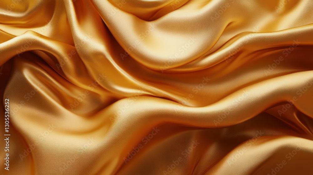 Fototapeta premium Beautiful golden silk fabric shows soft folds and luxurious texture