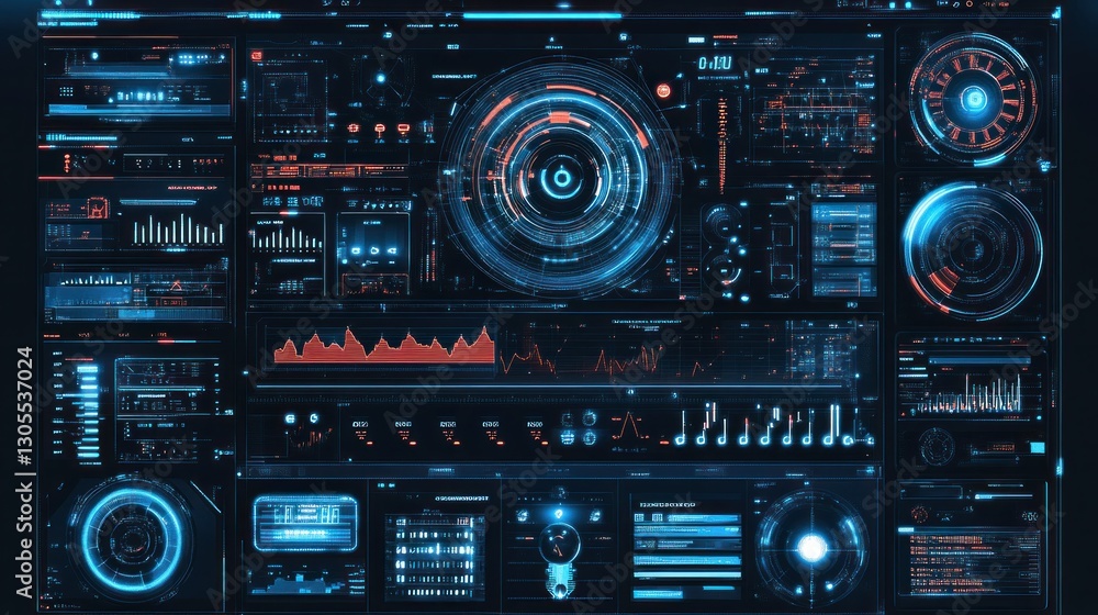Futuristic Interface Showing Data and Information Displayed on Screen Futuristic Interface Showing Data and Information Displayed on Screen