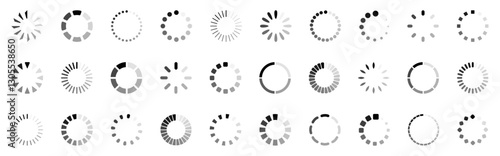 Loading icon set. Load bar, buffer loader, donload or upload.