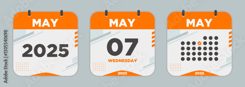 Modern Calendar icon. May. 2025 7 day. The concept of waiting for an important date. Day calendar with date May 7. Cheklist day calendar. Vector illustration