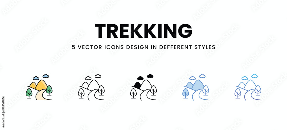 Trekking vector icons set stock illustration. Trekking vector icons set stock illustration.