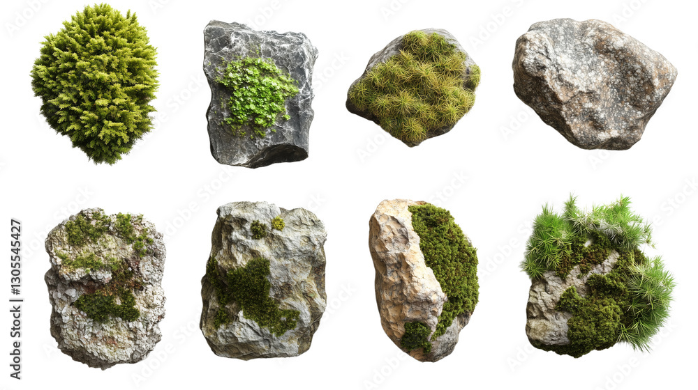 Moss-Covered Rocks and Greenery Elements Isolated on Transparent Background
Moss-Covered Rocks and Greenery Elements Isolated on Transparent Background