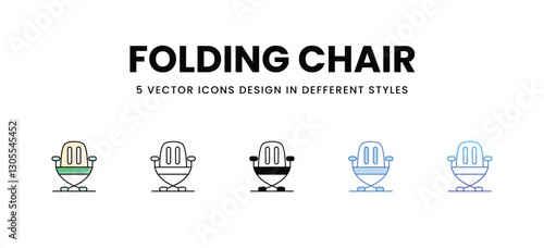 Folding Chair vector icons set stock illustration.