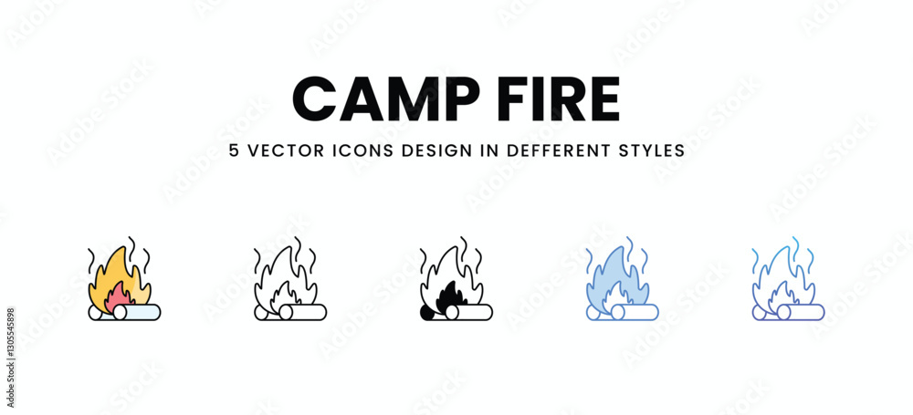 Camp Fire vector icons set stock illustration. Camp Fire vector icons set stock illustration.