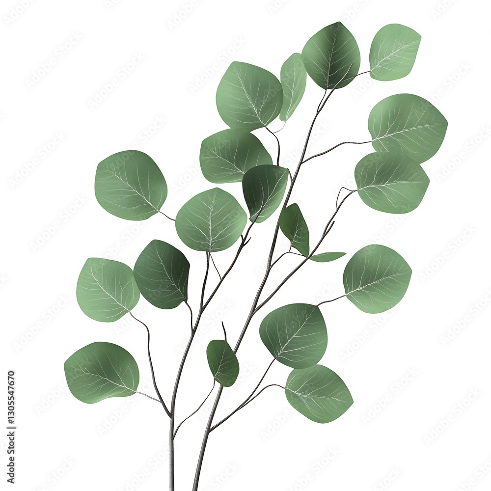 Elegant Eucalyptus Sprig with Delicate Green Leaves Elegant Eucalyptus Sprig with Delicate Green Leaves