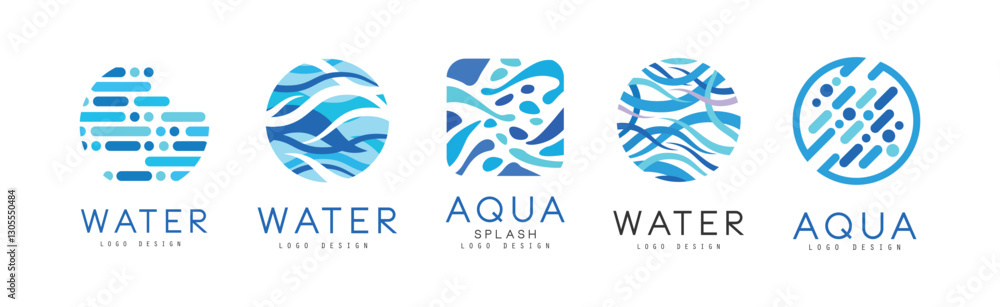 custom made wallpaper toronto digitalAqua and Water Abstract Logo and Emblem Design Vector Set